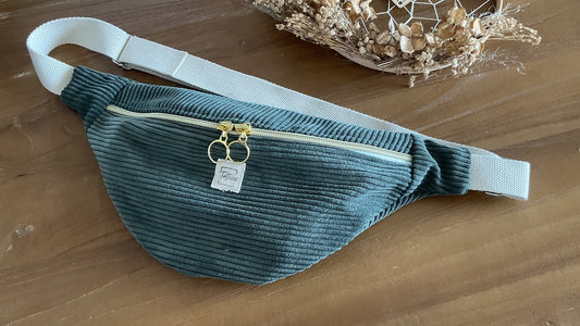 Sac banane en velours côtelé vert kaki