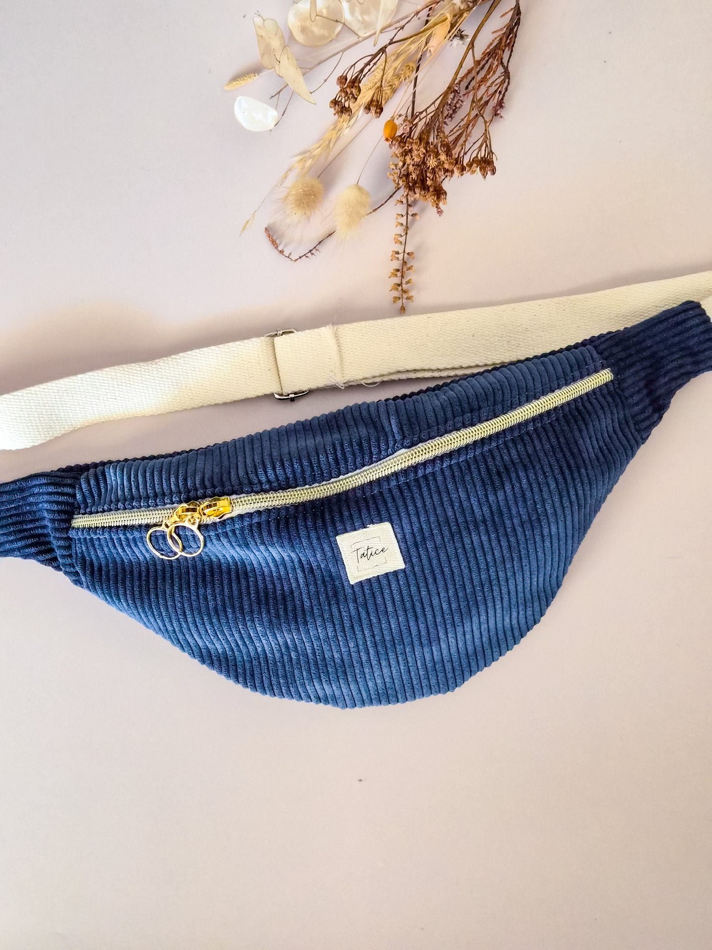 Sac banane femme en velours côtelé fait main