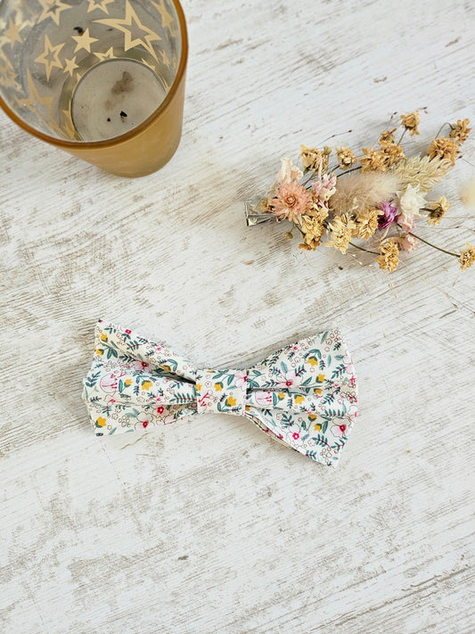 Barrette noeud papillon liberty blanc