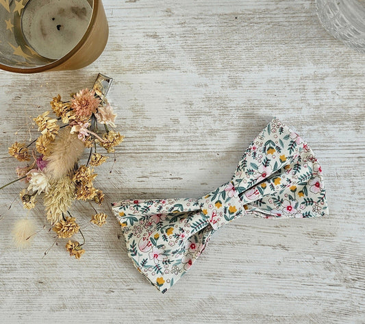 Barrette noeud papillon liberty blanc