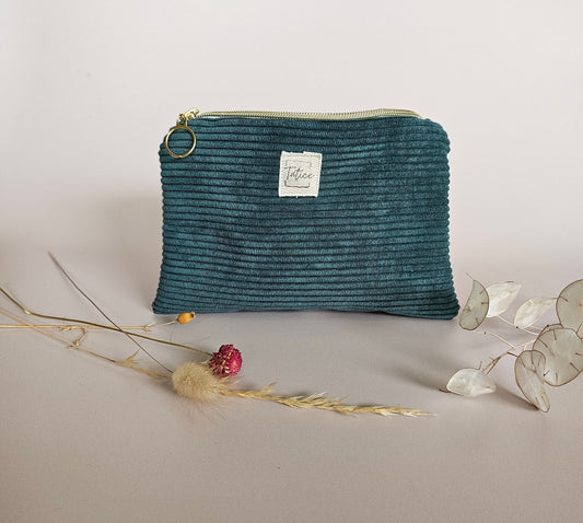 Pochette velours côtelé vert sapin