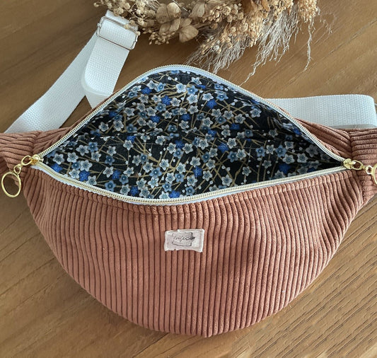 Sac banane en velours côtelé terracotta