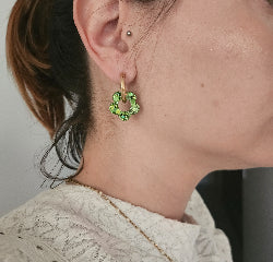 Boucle d'oreilles créole résine vert