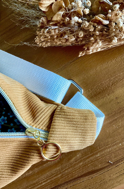 Sac banane en velours côtelé jaune moutarde