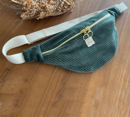 Sac banane en velours côtelé vert kaki