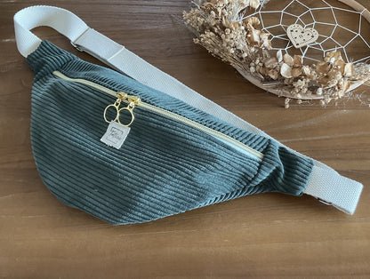 Sac banane en velours côtelé vert kaki