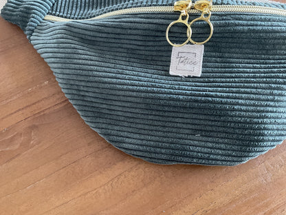 Sac banane en velours côtelé vert kaki