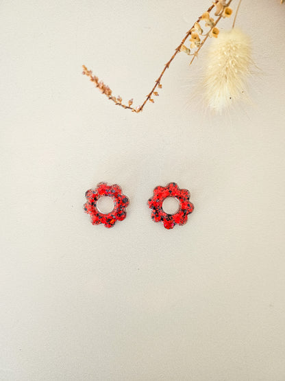 Pampilles fleurs tournesol interchangeables – Résine pailletée artisanale