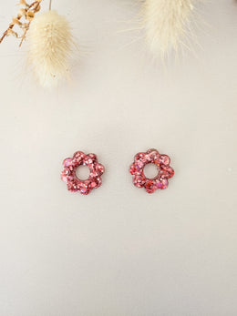 Pampilles fleurs tournesol interchangeables – Résine pailletée artisanale