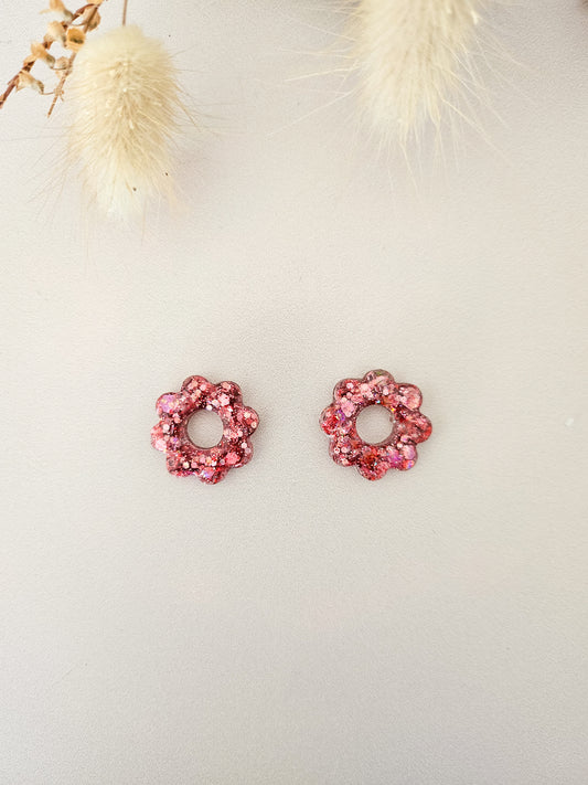 Pampilles fleurs tournesol interchangeables – Résine pailletée artisanale