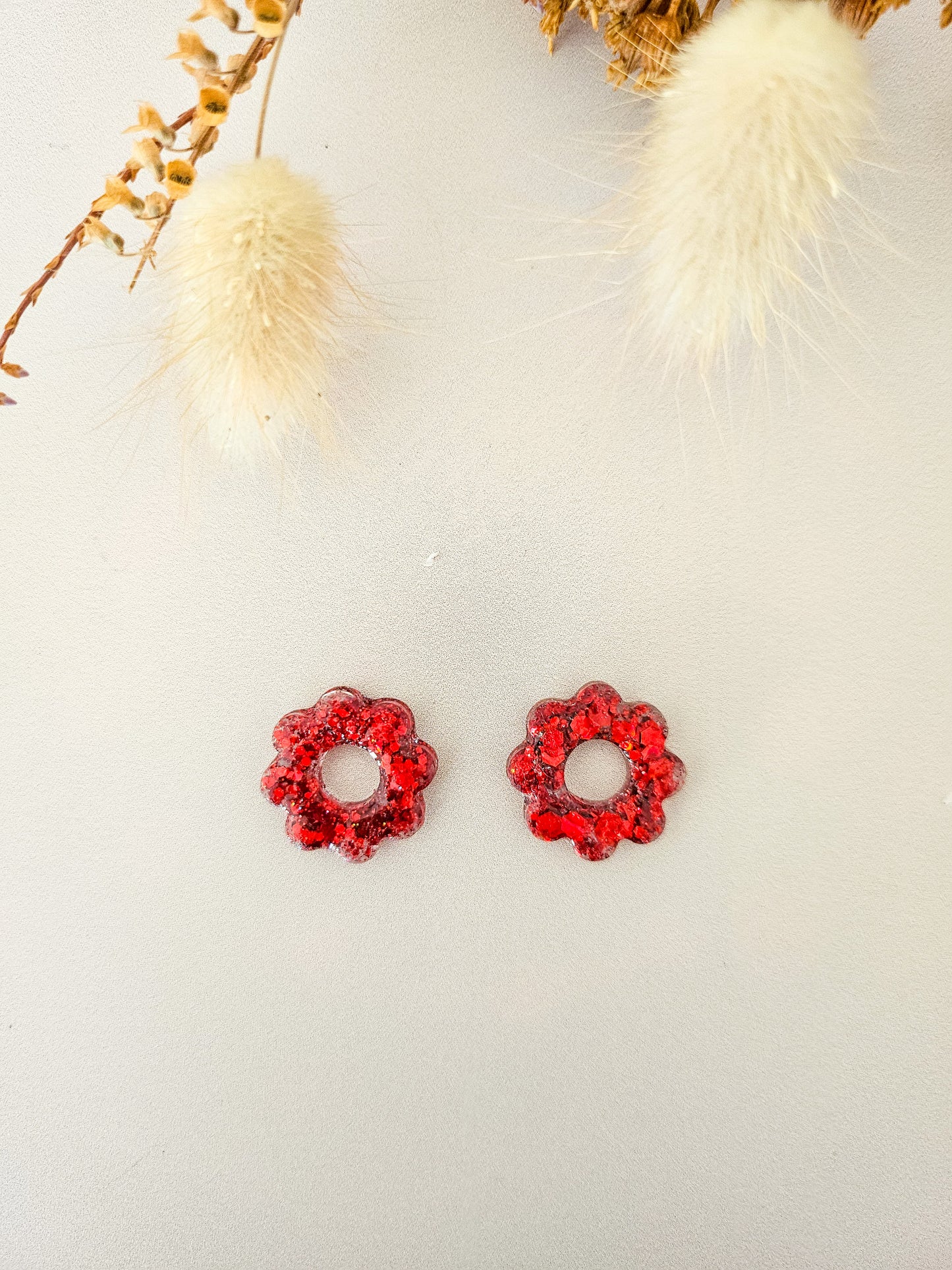 Pampilles fleurs tournesol interchangeables – Résine pailletée artisanale