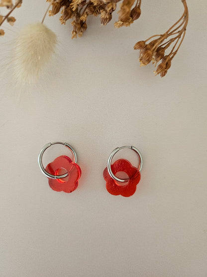 Boucles d’oreilles fleurs translucides – Légères & faites main
