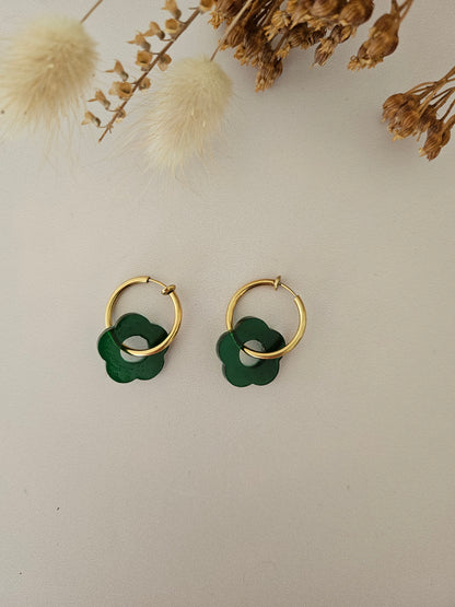 Boucles d’oreilles fleurs translucides – Légères & faites main