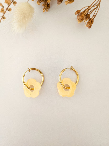 Boucles d’oreilles fleurs translucides – Légères & faites main