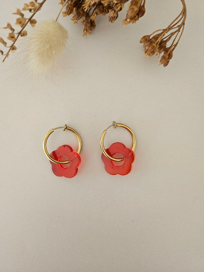 Boucles d’oreilles fleurs translucides – Légères & faites main