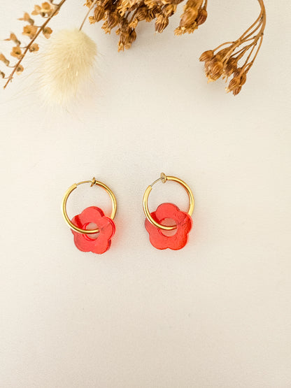 Boucles d’oreilles fleurs translucides – Légères & faites main