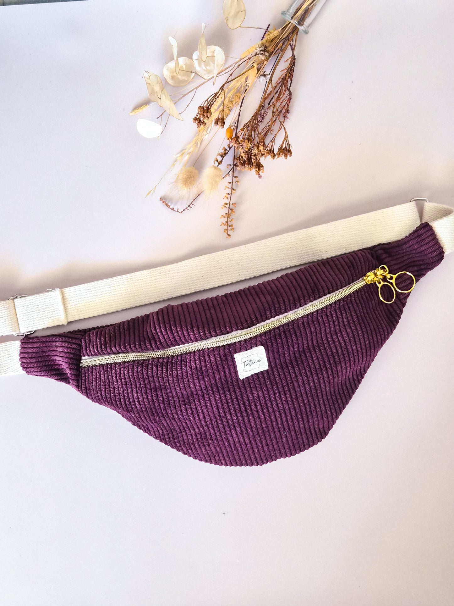 Sac banane femme en velours côtelé fait main