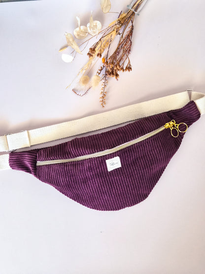 Sac banane femme en velours côtelé fait main