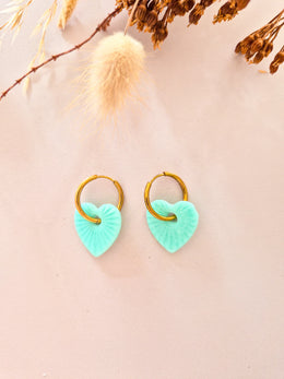 Boucles d’oreilles Cœur strié en argile polymère