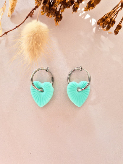Boucles d’oreilles Cœur strié en argile polymère