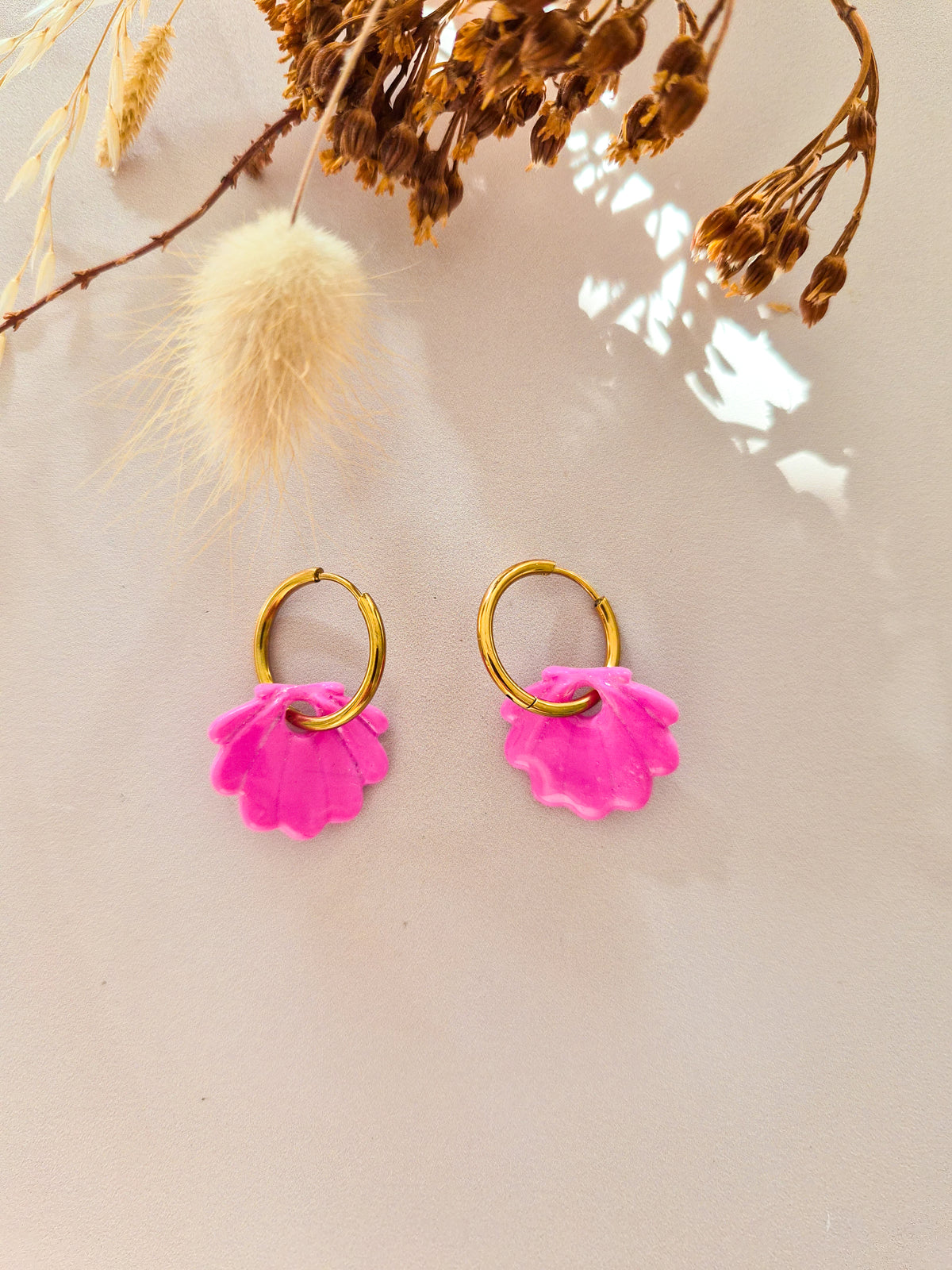 Boucles d’oreilles Coquillage en argile polymère