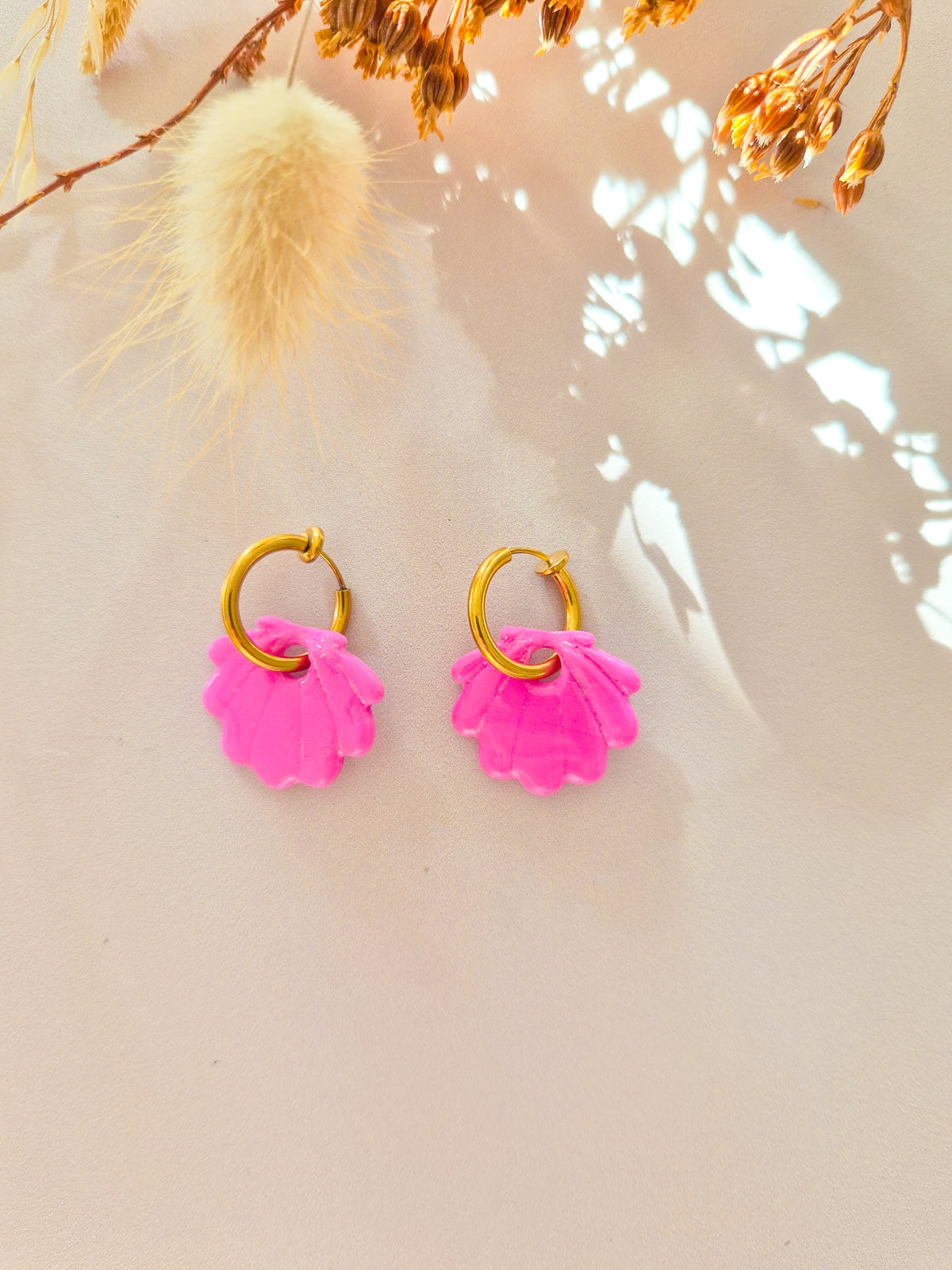 Boucles d’oreilles Coquillage en argile polymère