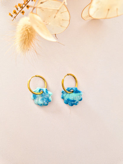 Boucles d'oreilles Coquillage marbrées en argile polymère
