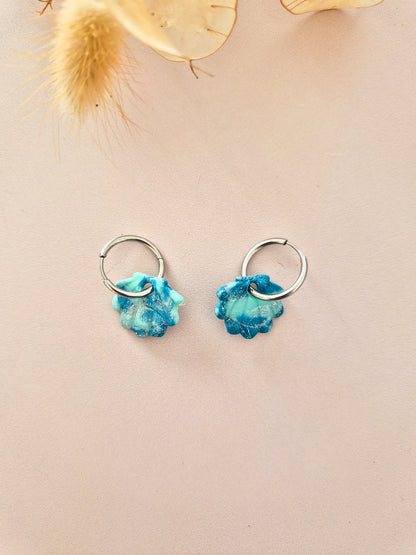 Boucles d'oreilles Coquillage marbrées en argile polymère