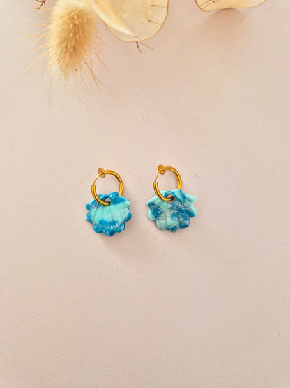 Boucles d'oreilles Coquillage marbrées en argile polymère