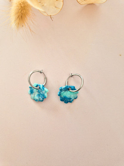 Boucles d'oreilles Coquillage marbrées en argile polymère
