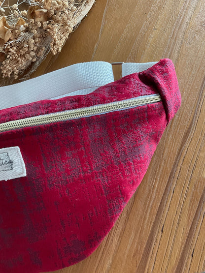 Sac banane en velours rouge bordeaux