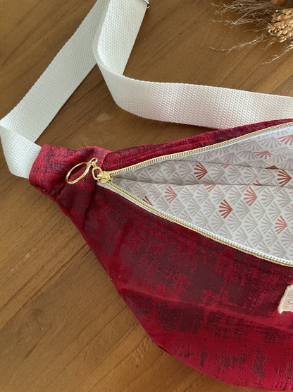 Sac banane en velours rouge bordeaux