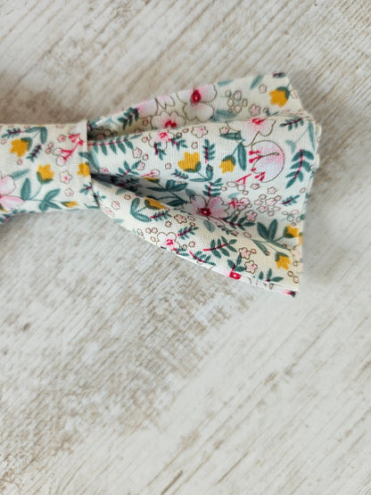 Barrette noeud papillon liberty blanc