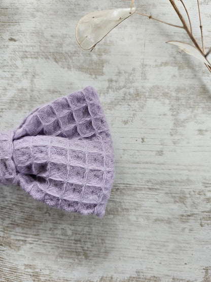 Barrette noeud papillon nid d'abeille lilas