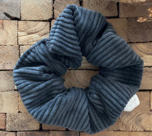 Chouchou scrunchie velours côtéle noir