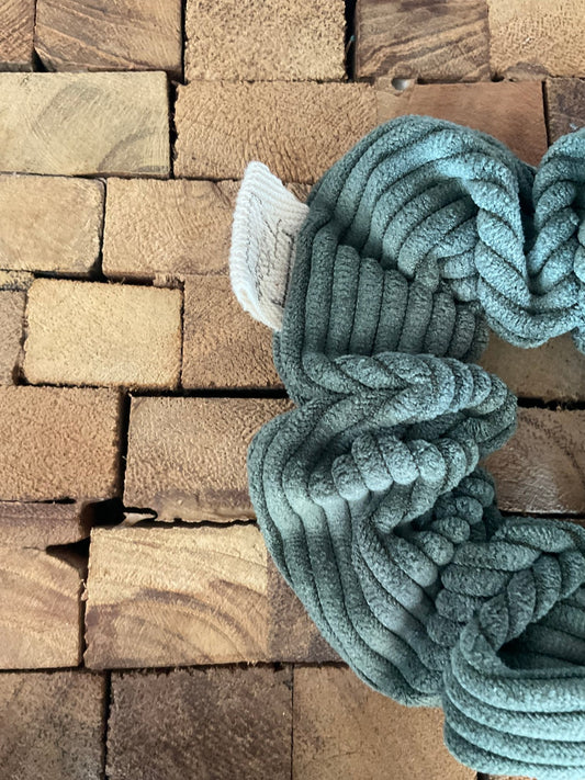 Chouchou scrunchie velours côtéle vert kaki