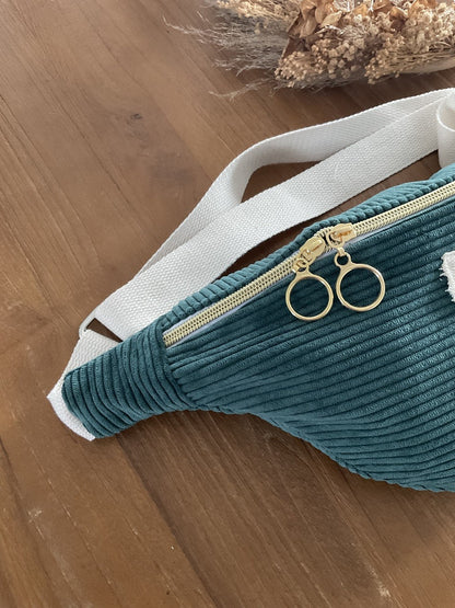 Sac banane en velours côtelé vert sapin