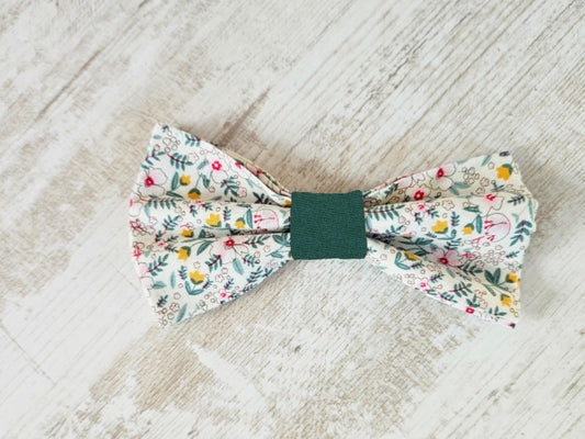 Noeud papillon bicolore liberty blanc