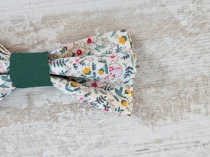 Noeud papillon bicolore liberty blanc