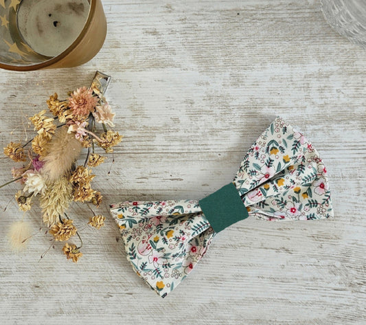 Noeud papillon bicolore liberty blanc