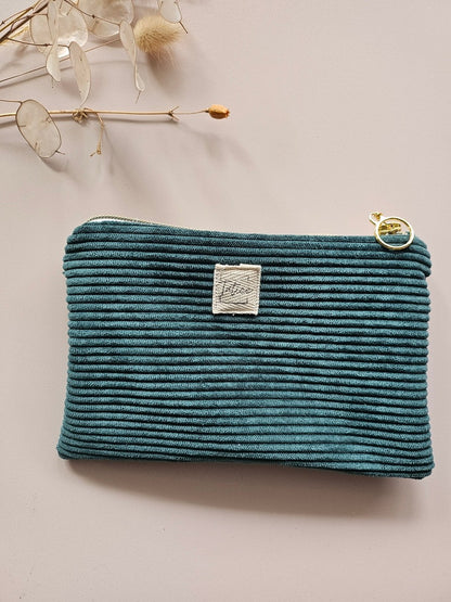 Pochette velours côtelé vert sapin