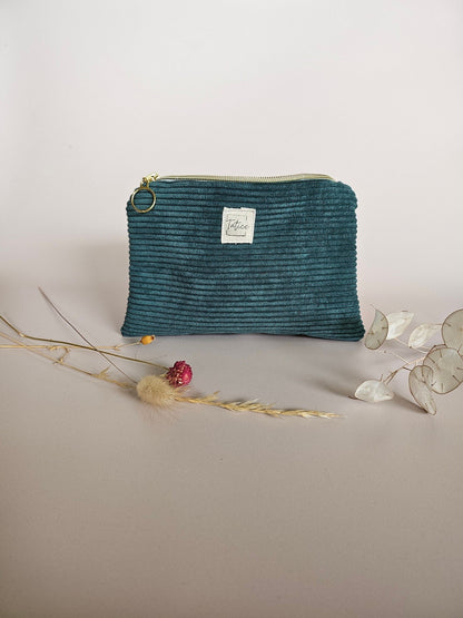 Pochette velours côtelé vert sapin