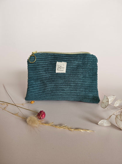Pochette velours côtelé vert sapin