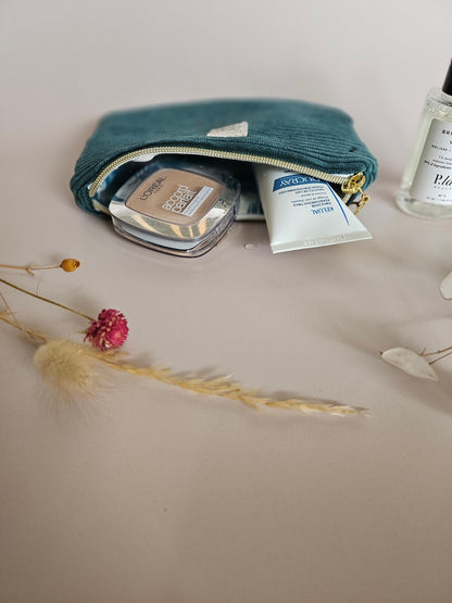 Pochette velours côtelé vert sapin