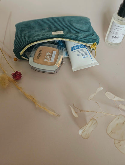 Pochette velours côtelé vert sapin