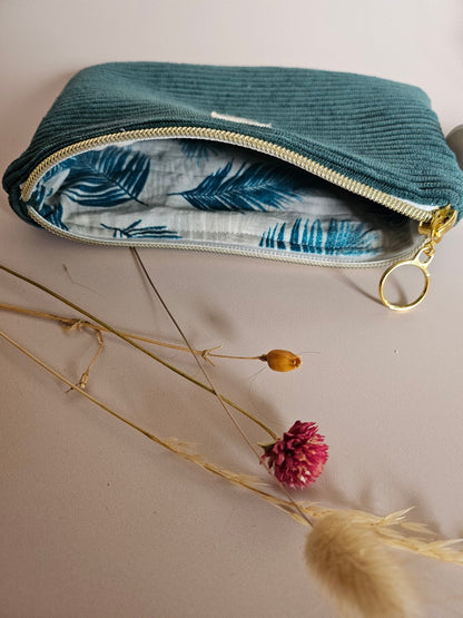 Pochette velours côtelé vert sapin