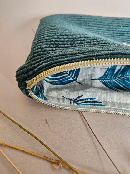 Pochette velours côtelé vert sapin