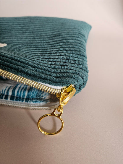 Pochette velours côtelé vert sapin