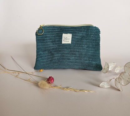 Pochette velours côtelé vert sapin