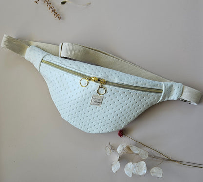 Sac banane simili cuir blanc avec strass